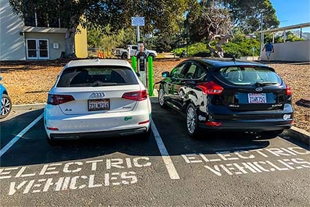 electric vehicles at a charging station