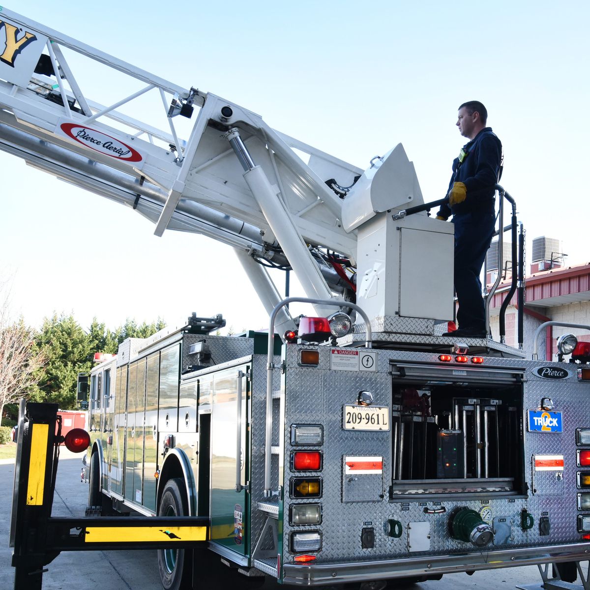 Photo of a fire ladder truck