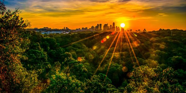 Sunset view of Austin, TX skyline