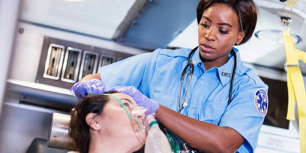 Photo of African-American woman working as a paramedic.