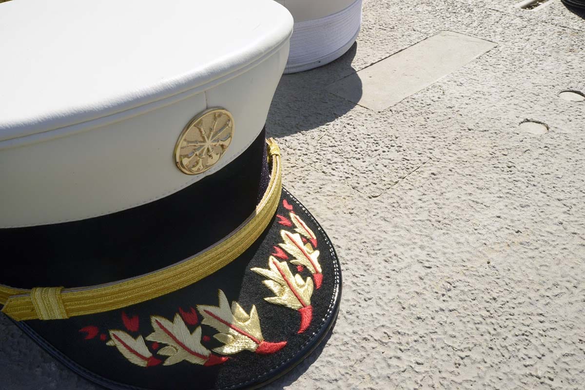 a fire officer's white cap