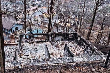 homes destroyed by wildfire