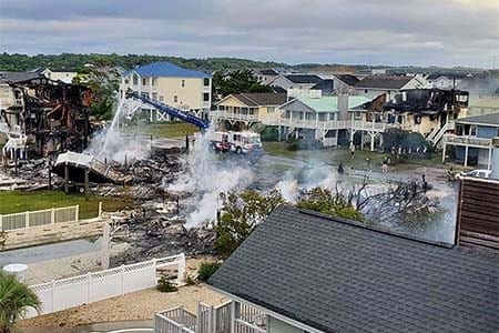 homes destroyed by fire at Ocean Isle Beach