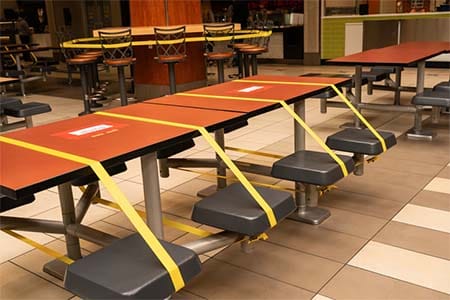 socially distanced dining tables