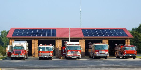 Solar panels on a fire station
