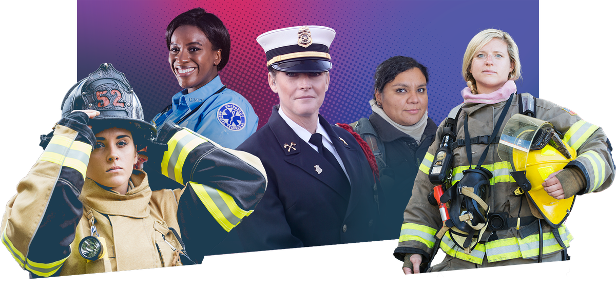 Photo collage of women in the fire service
