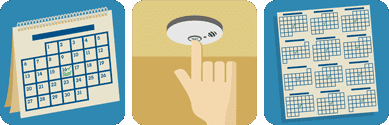 This pictograph describes where to place smoke alarms in a home.