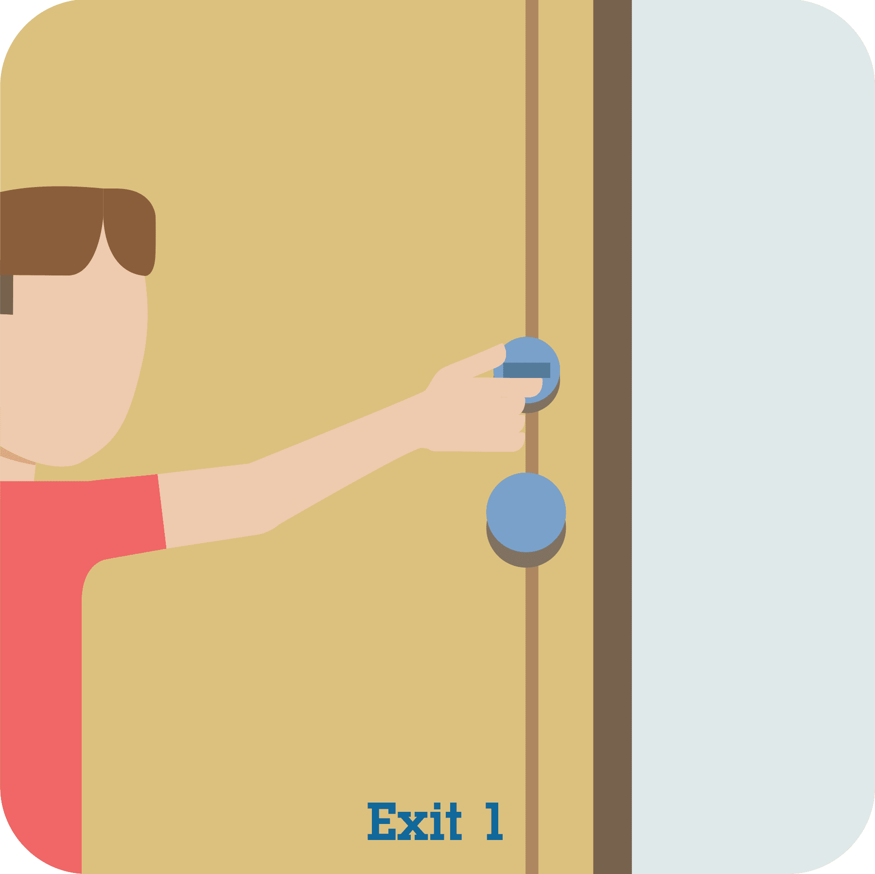 A child unlocking a deadbolt on a door.