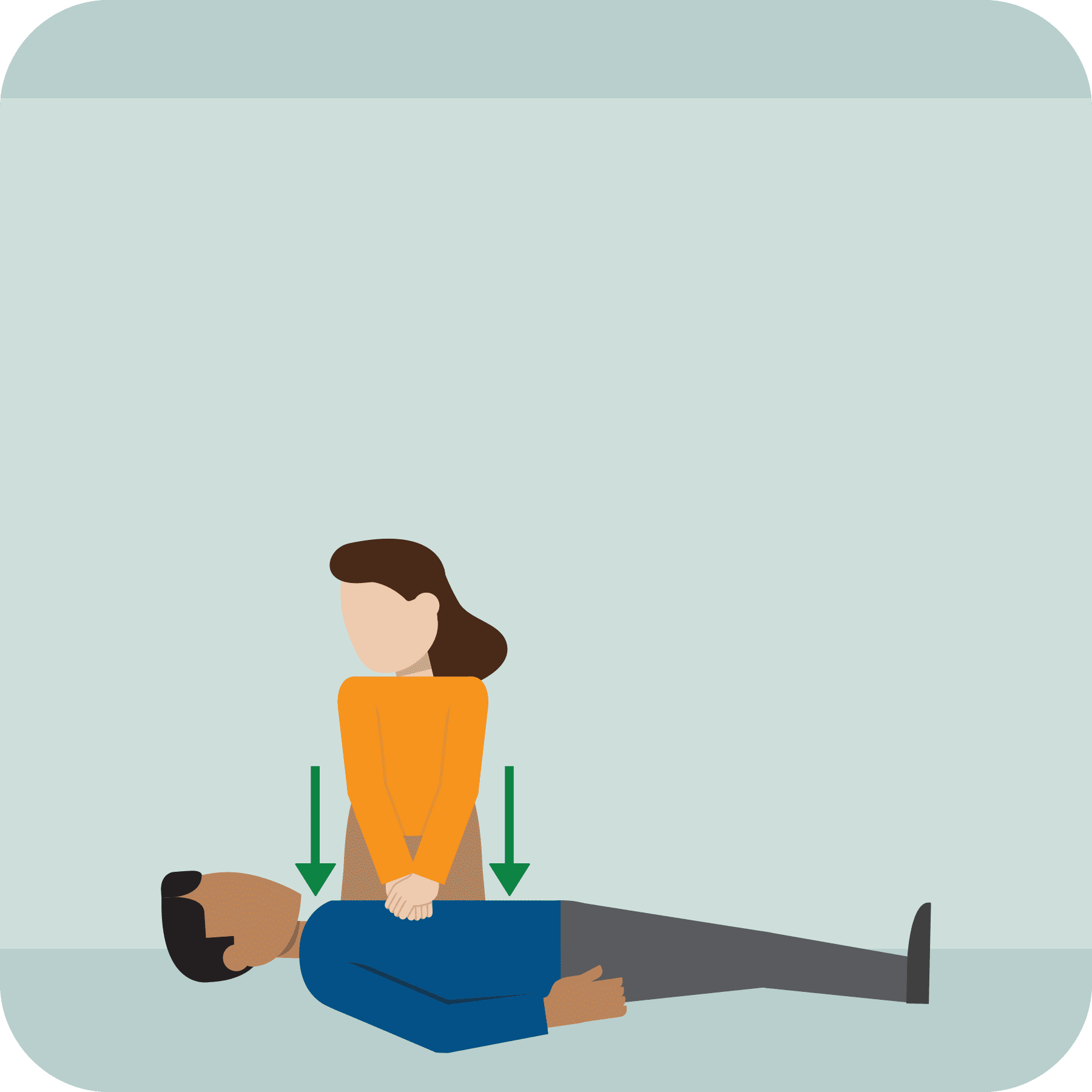 Woman continues to administer chest compressions.