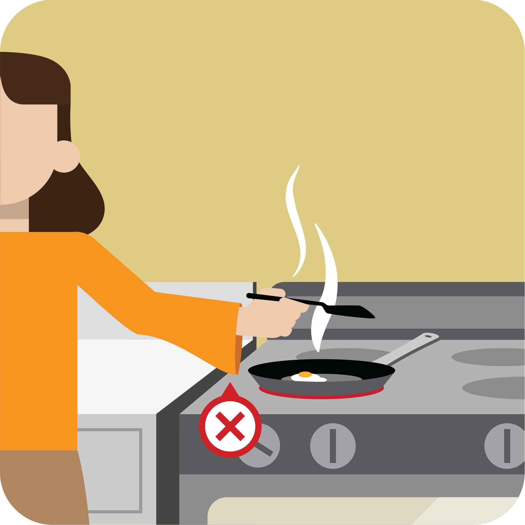 A woman with long sleeves frying food.