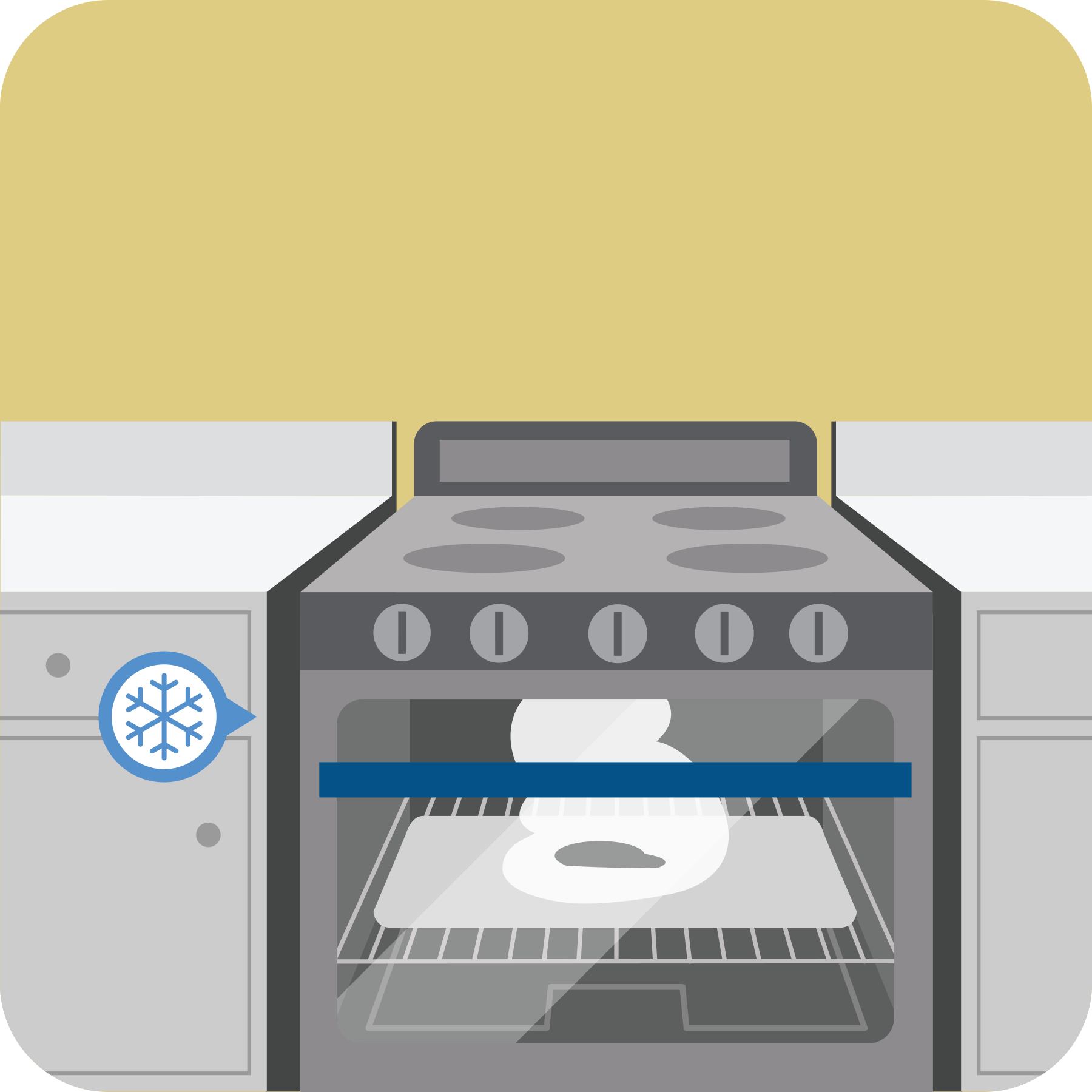 Food cools in oven with door closed.