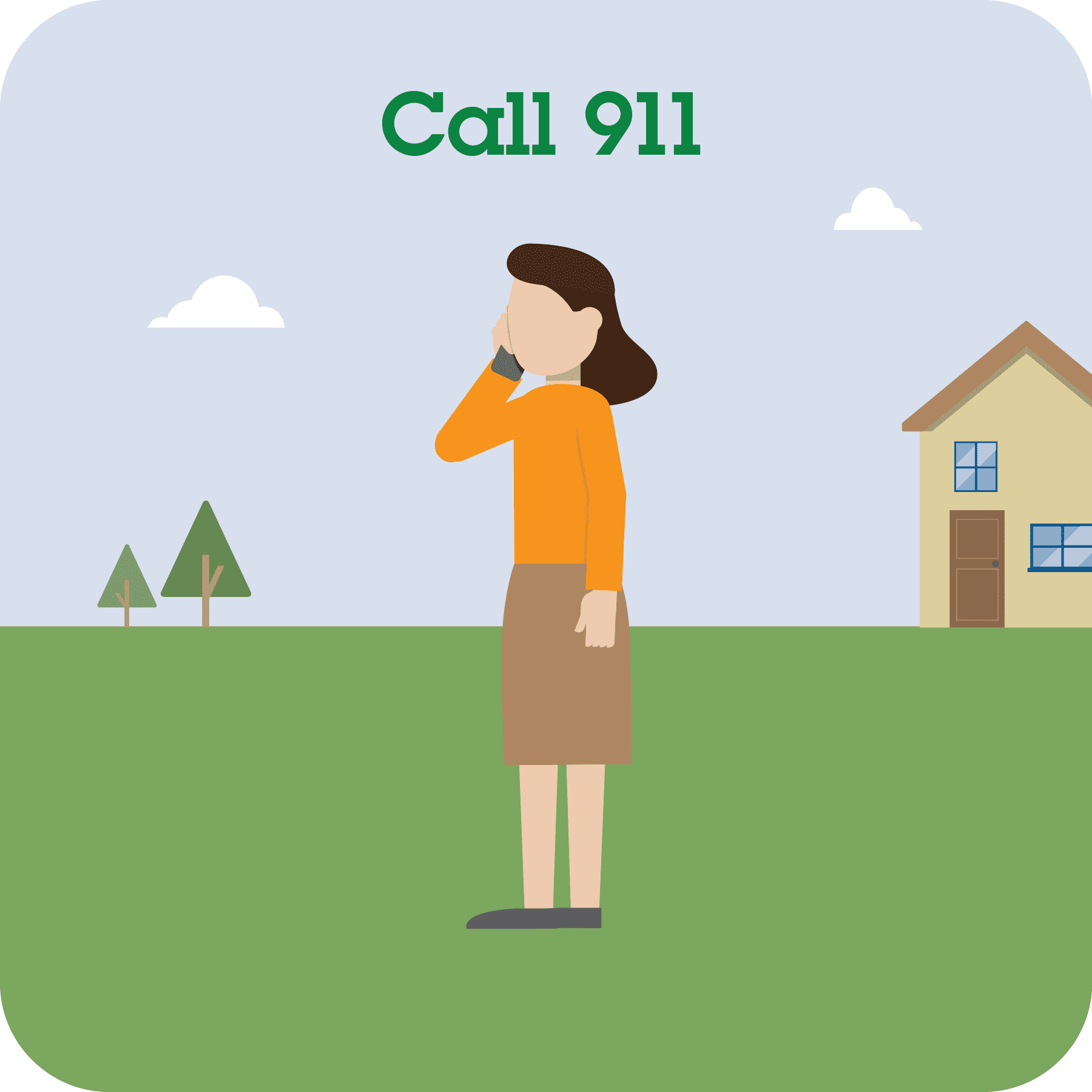 Woman calls 911 outside.