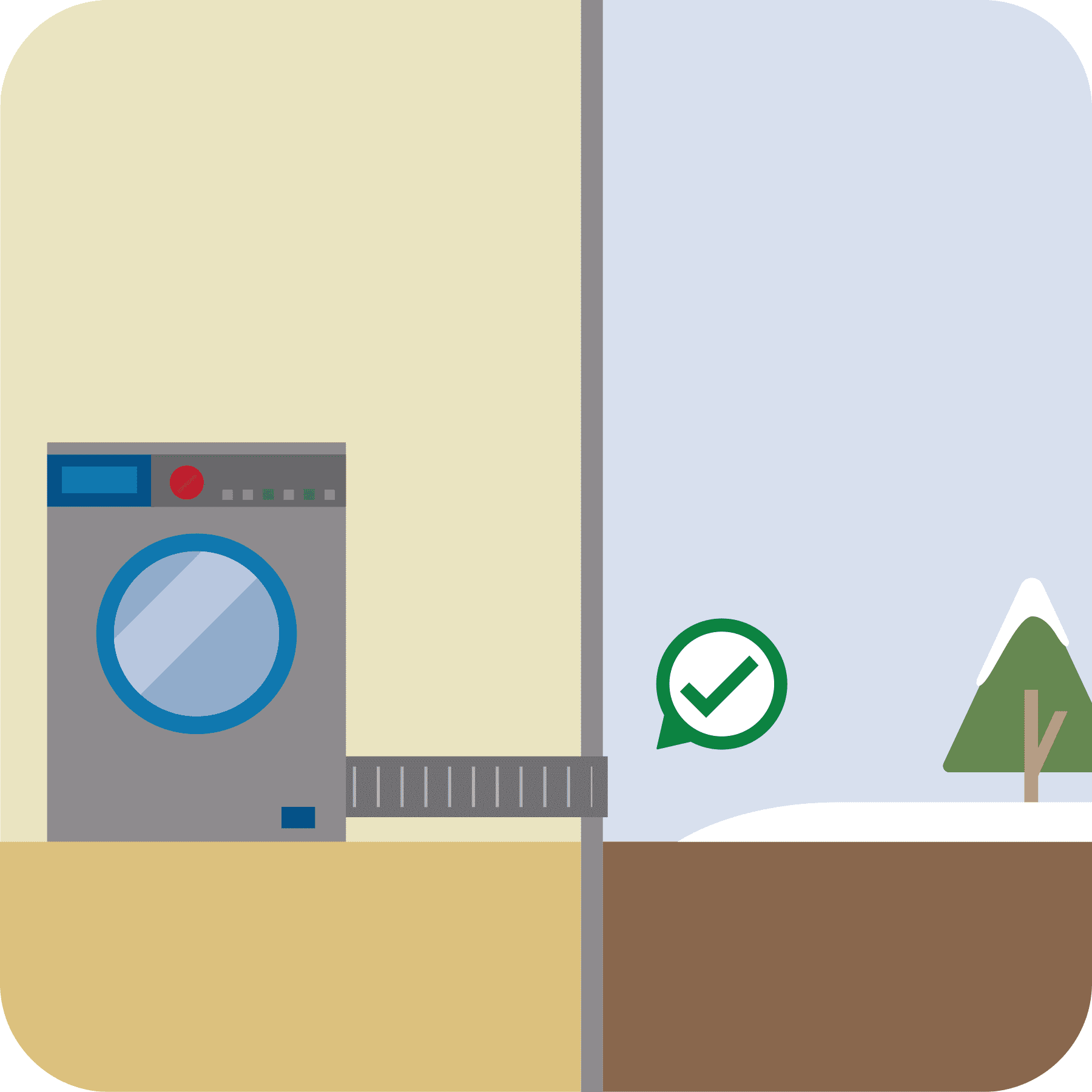 Dryer vented outside with vent cleared of snow.