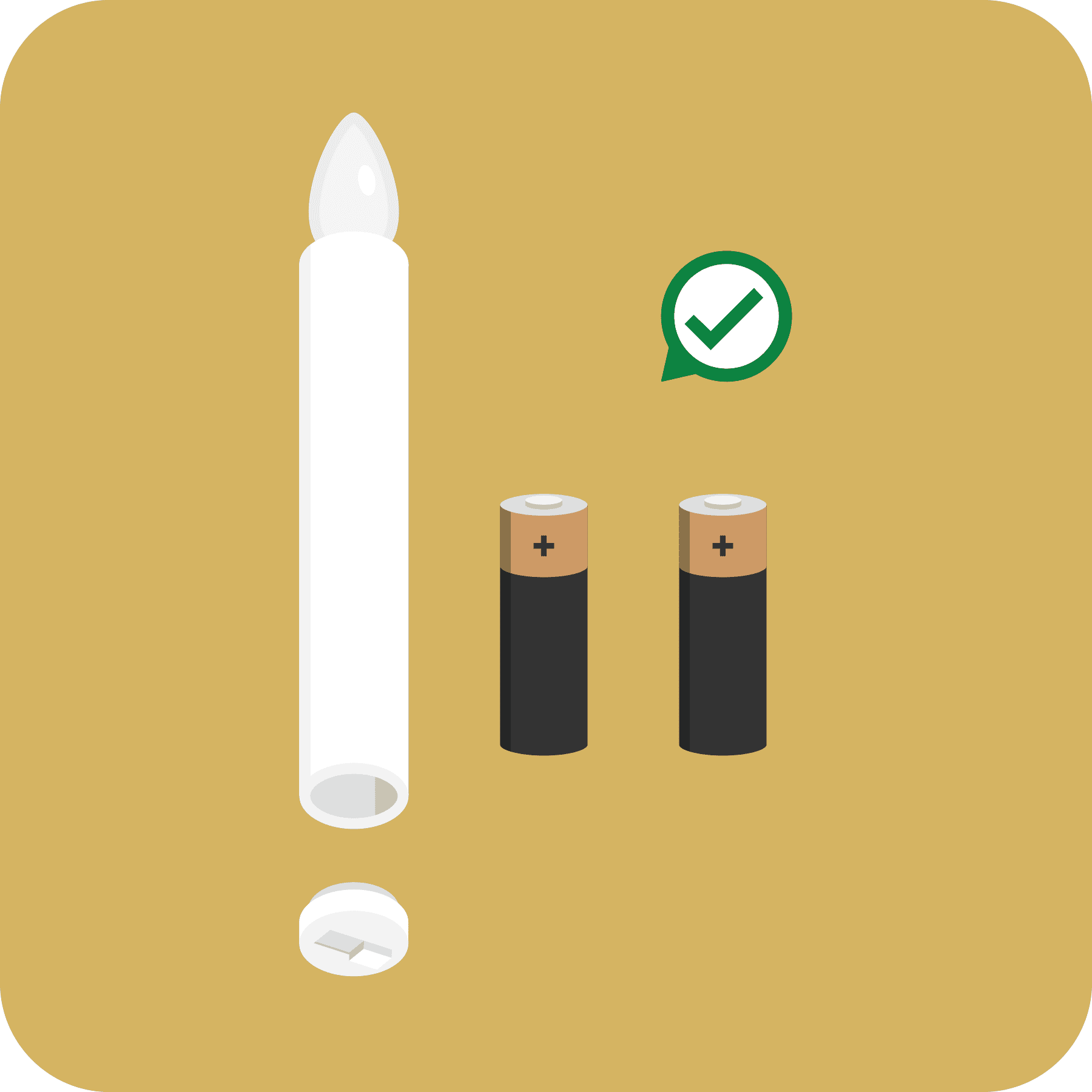 pictograph: candle with batteries