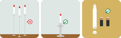 Candle in unsturdy holders are not safe. Battery operated candles are a good choice.