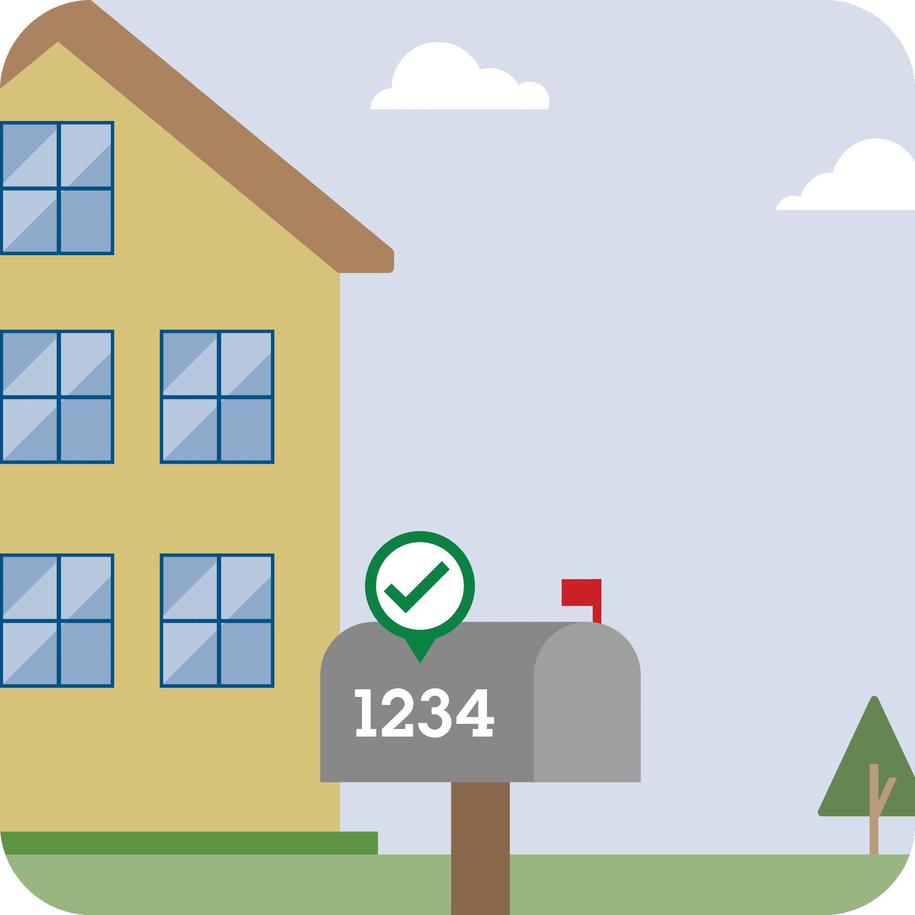 A mail box with a visible house number on it.