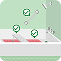 This pictograph shows you bathtub safety devices.
