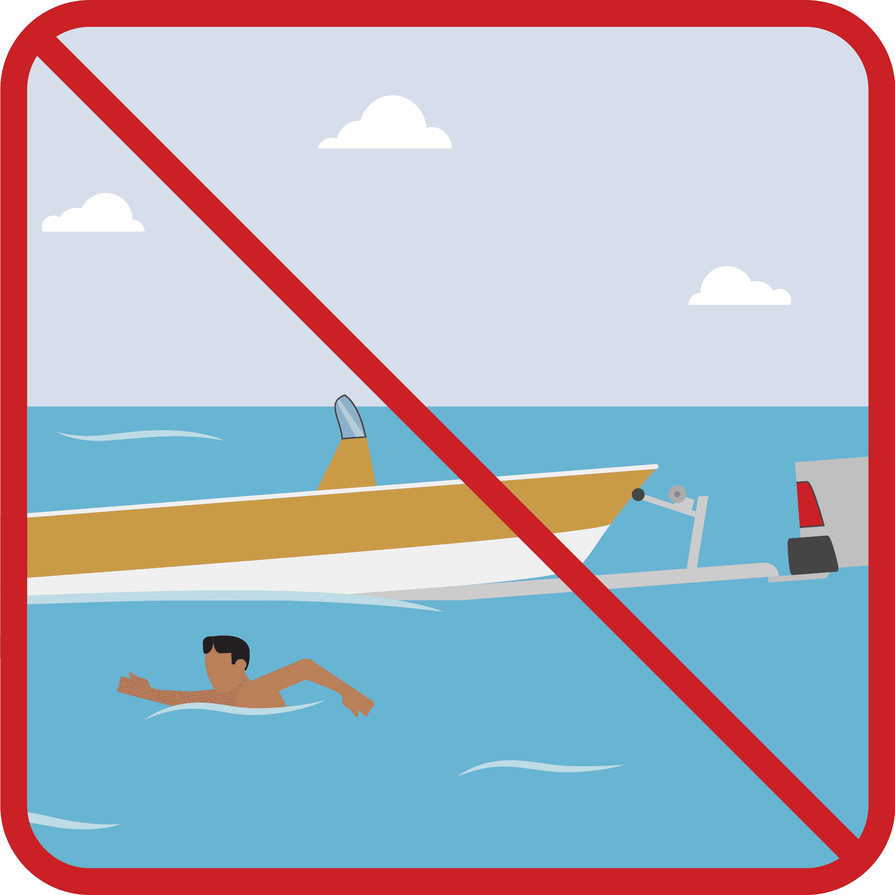 A man swimming near a boat launch ramp.