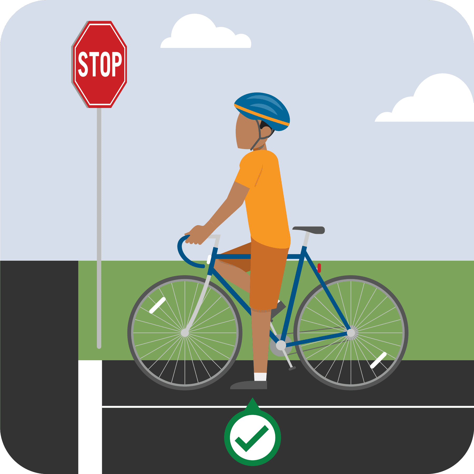 Bicyclist at stop sign.