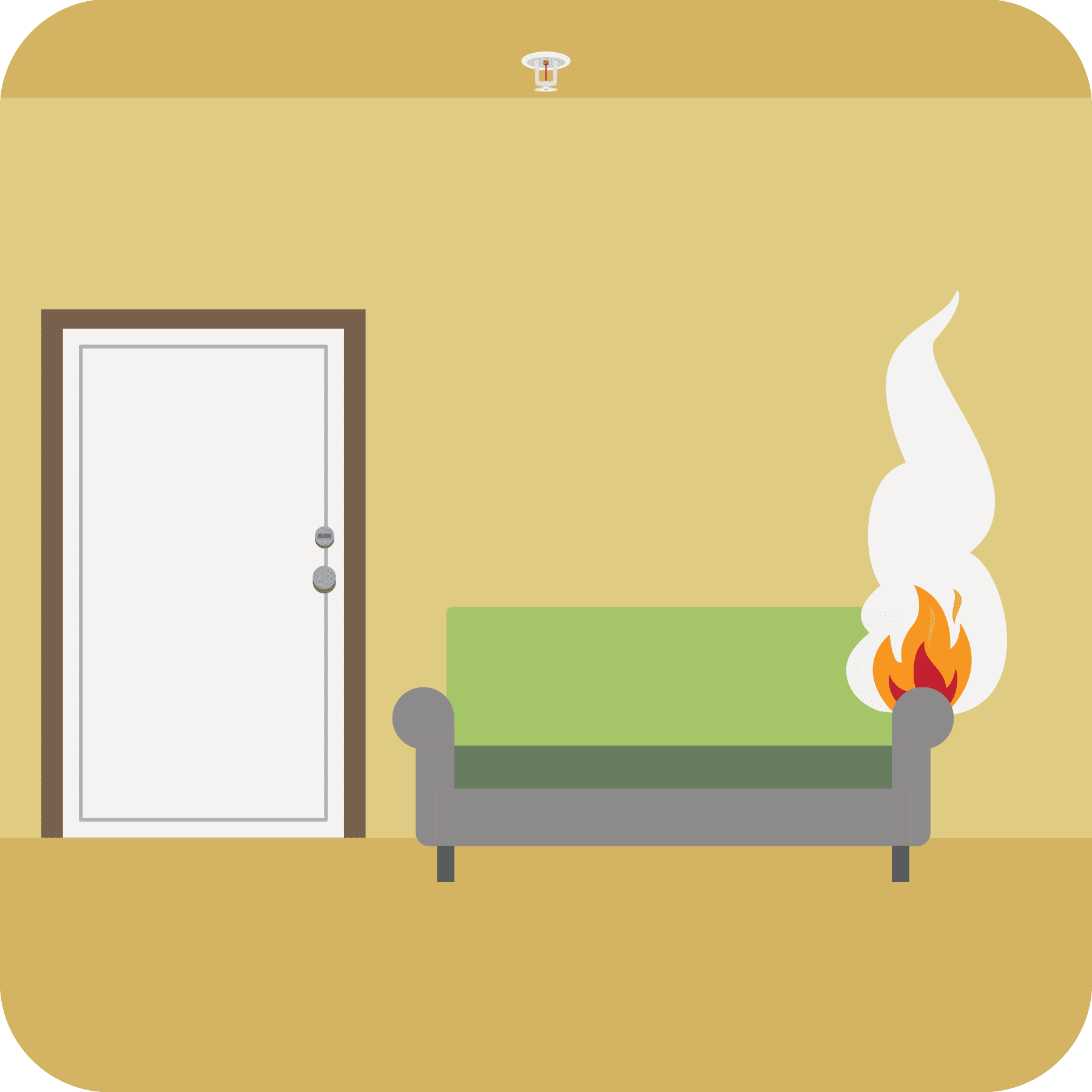 A fire starts on a living room couch.